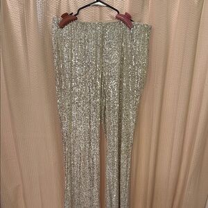 Sparkling Silver Sequin Pants